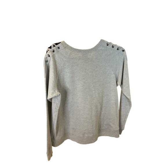 Disney Minnie Mouse Lace-Up Shoulder Sweatshirt Gray Graphic Youth Girls 11/13 - Picture 2 of 9